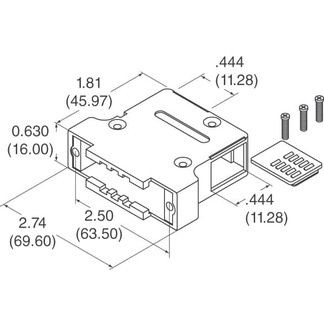 982-037-020R121 NorComp Inc.  Capots de connecteurs D-Sub en forme de D